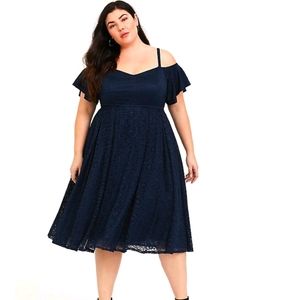 NEW TORRID LACE COLD SHOULDER SKATER DRESS NAVY 16